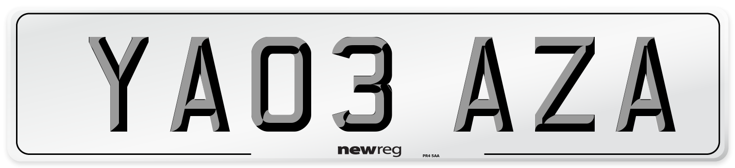 YA03 AZA Number Plate from New Reg